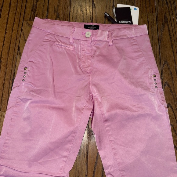 Mason's Forte Dei Marmi Women's Pink Casual Cropped Pants 40 Italian Studded - Picture 2 of 11